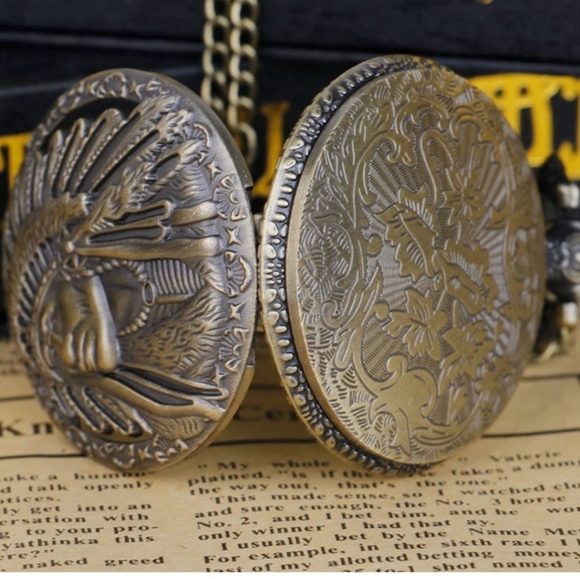 New beautiful Native warrior Chief pocket watch - Picture 2 of 5
